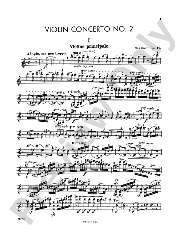 Bruch: Violin Concerto in D Minor, Op. 44: Violin Concerto in Minor, Op. 44 (Violin) Part - Digital Sheet Music Download