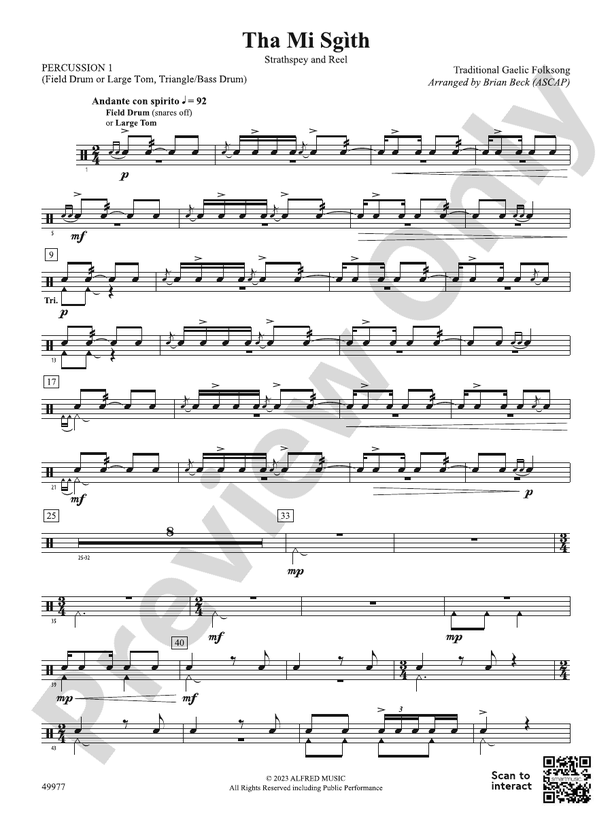 Tha Mi Sgìth: 1st Percussion: 1st Percussion Part - Digital Sheet Music ...