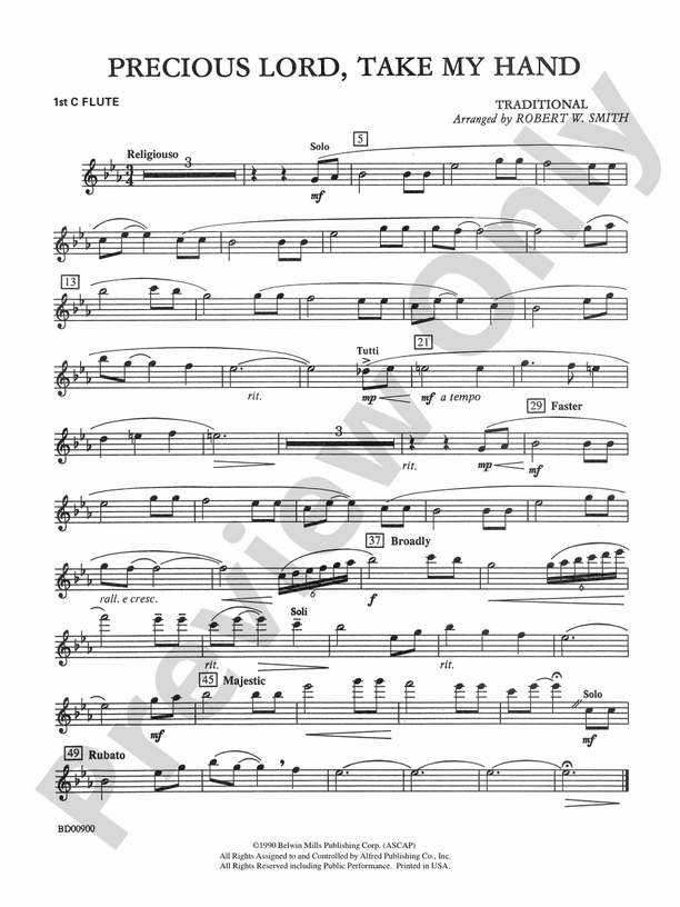 Precious Lord, Take My Hand: Flute: Flute Part - Digital Sheet.