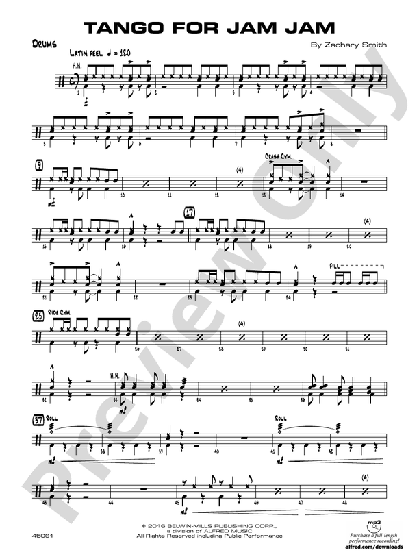 Tango for Jam Jam Drums Drums Part Digital Sheet Music Download