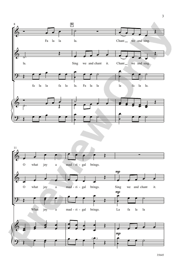 A Madrigal 3Part Mixed, a cappella Choral Octavo Sally K. Albrecht Digital Sheet Music Download