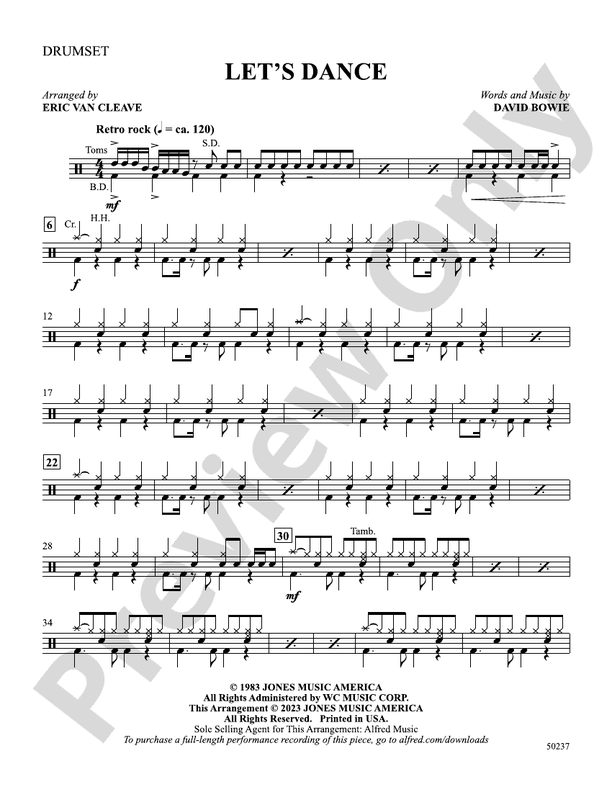 Let'S Dance: Drums: Drums Part - Digital Sheet Music Download