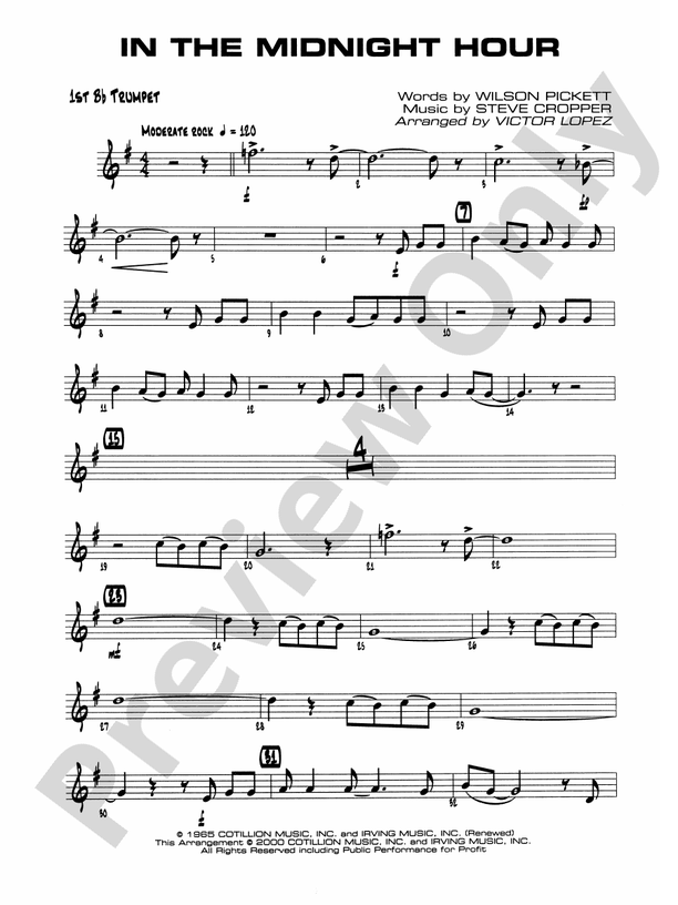 In the Midnight Hour: 1st B-flat Trumpet: 1st B-flat Trumpet Part ...