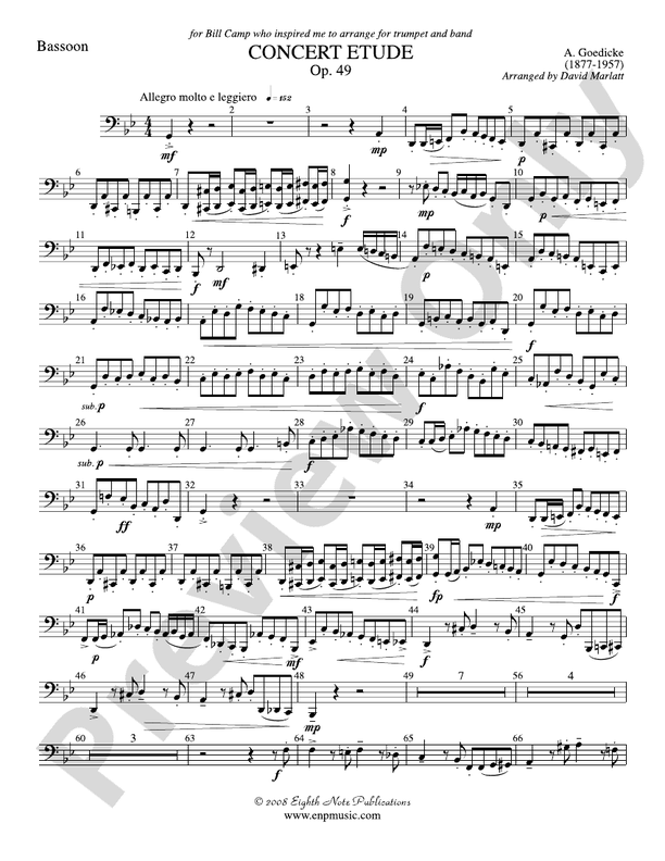 Concert Etude, Op. 49 (Solo Trumpet And Concert Band): Bassoon: Bassoon ...