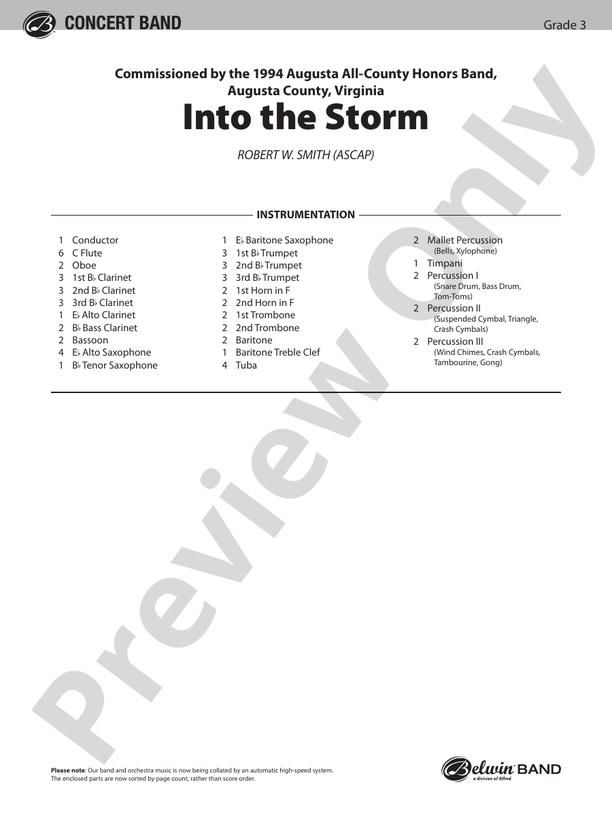 Into The Storm By Robert W Smith Into the Storm: Concert Band Conductor Score & Parts: Robert W. Smith