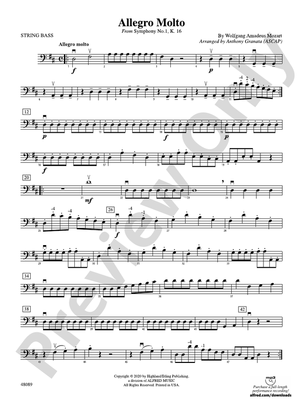 Allegro Molto String Bass String Bass Part Digital Sheet Music Download