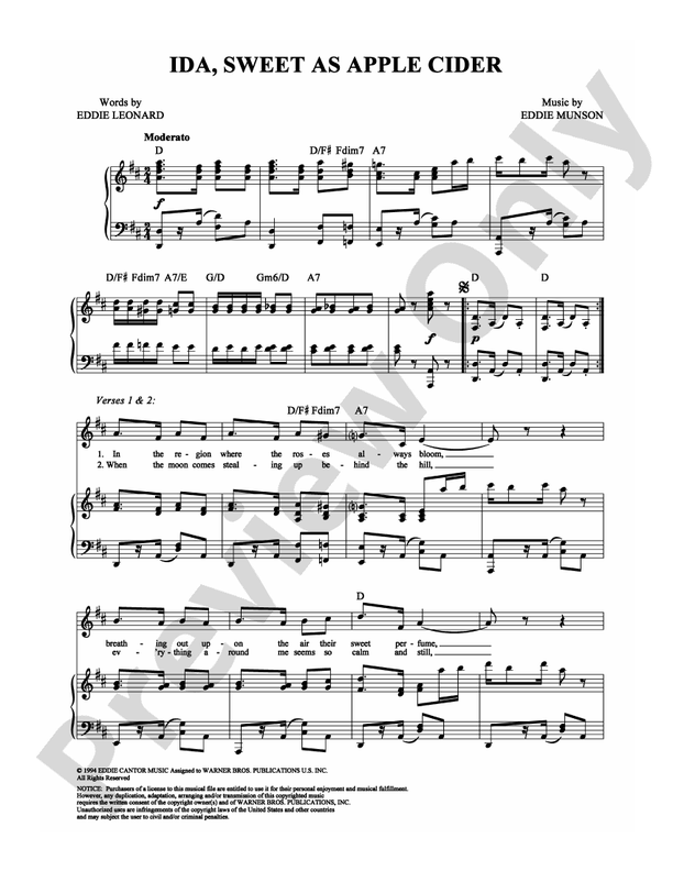 Ida, Sweet As Apple Cider Piano/Vocal/Chords Eddie Munson Digital