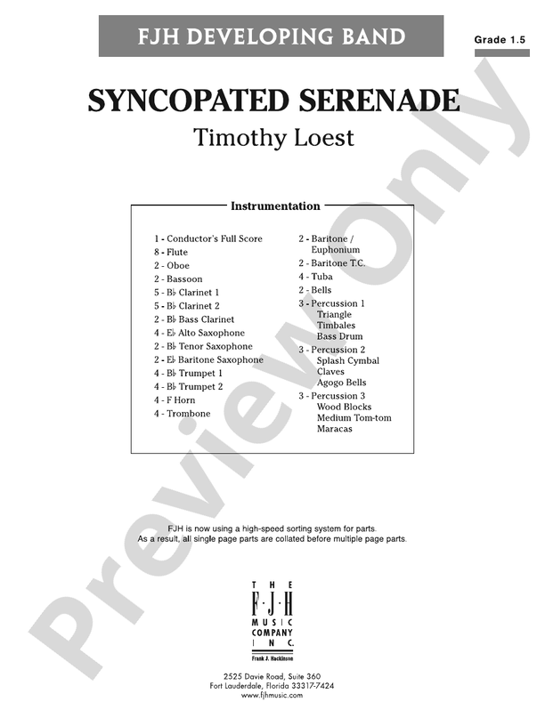 Syncopated Serenade: Score: Concert Band Score: Timothy Loest - Digital ...