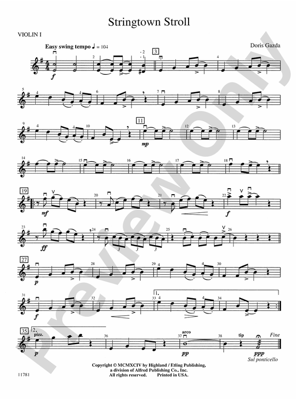 Stringtown Stroll 1st Violin 1st Violin Part Digital Sheet Music