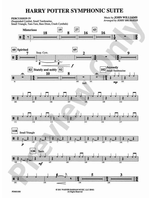 Harry Potter Symphonic Suite 4th Percussion 4th Percussion Part
