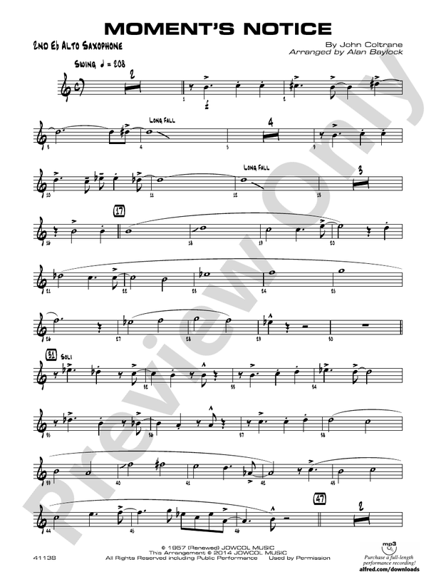 Moment Notice.pdf Moment's Notice: 2nd E-flat Alto Saxophone: 2nd E-flat Alto Saxophone ...