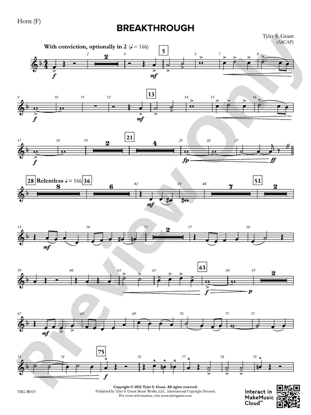 Breakthrough 1st F Horn 1st F Horn Part Digital Sheet Music Download 