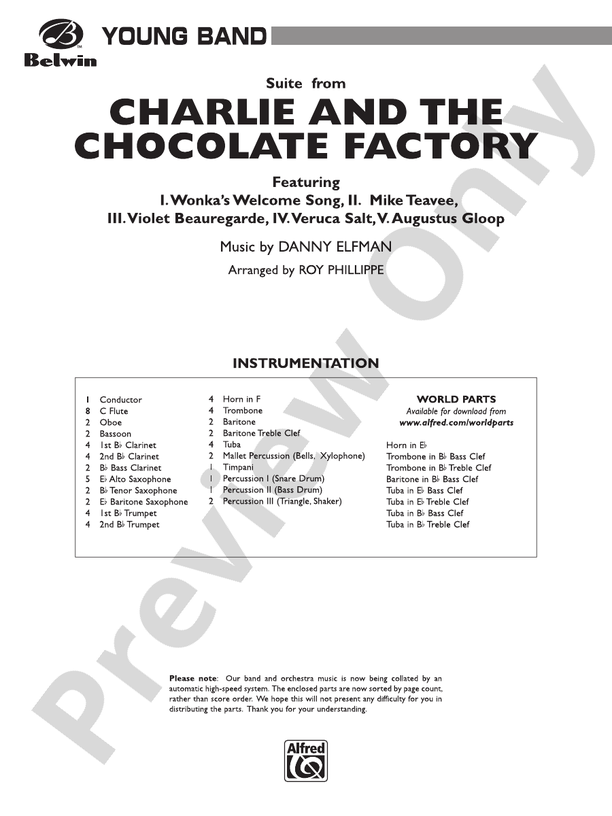 Charlie and the Chocolate Factory, Suite from