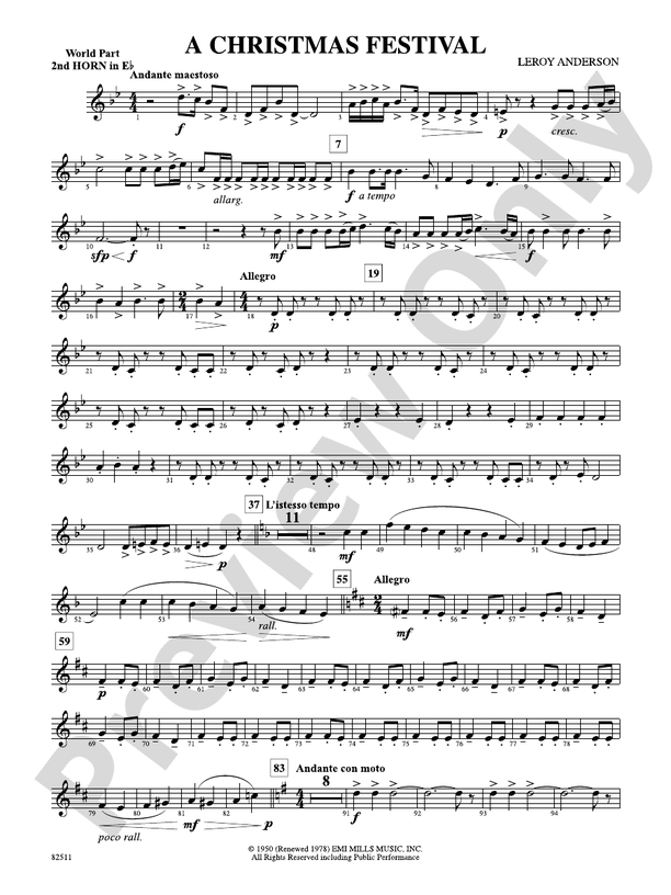 A Christmas Festival (wp) 2nd Horn in Eflat (wp) 2nd Horn in Eflat