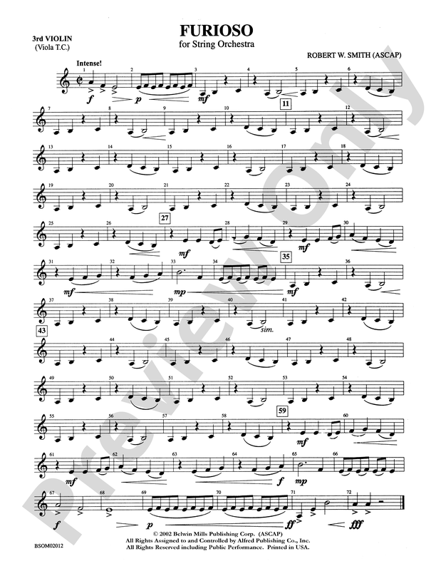 Furioso: 3rd Violin (Viola [TC])