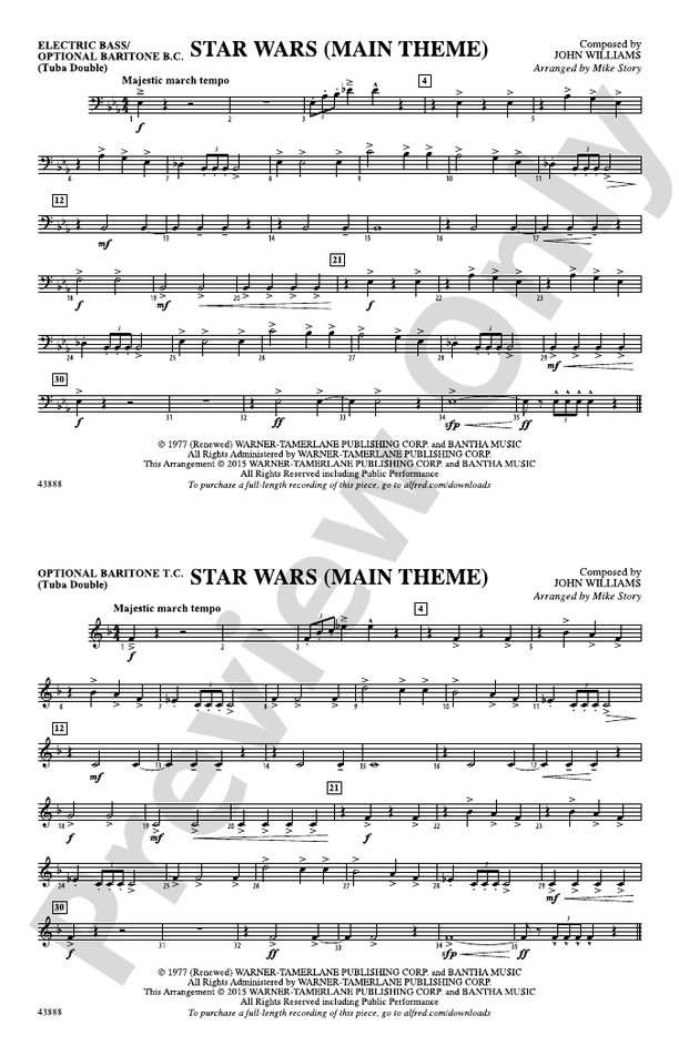 Star Wars (Main Theme): Electric Bass: Electric Bass Part - Digital ...