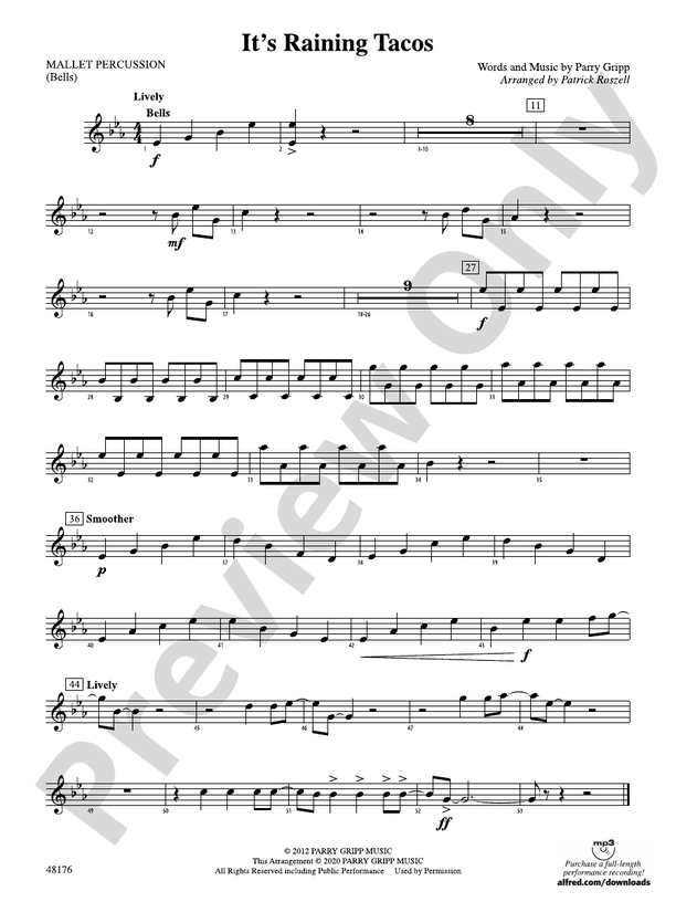 It's Raining Tacos: Mallets: Mallets Part - Digital Sheet Music Download