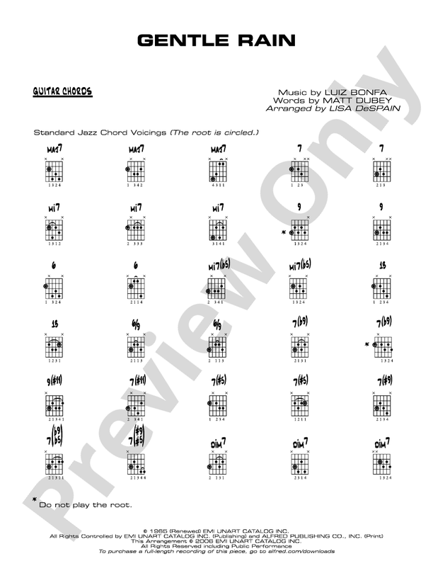 Gentle Rain Guitar Chords Guitar Chords Part Digital Sheet Music