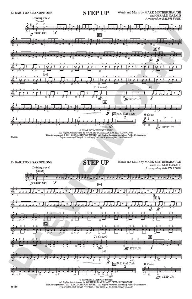 Step Up Eflat Baritone Saxophone Eflat Baritone Saxophone Part Digital Sheet Music Download