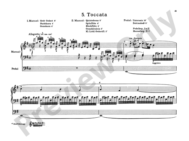 Pachelbel Selected Organ Works Volume I Toccata in E Minor Part