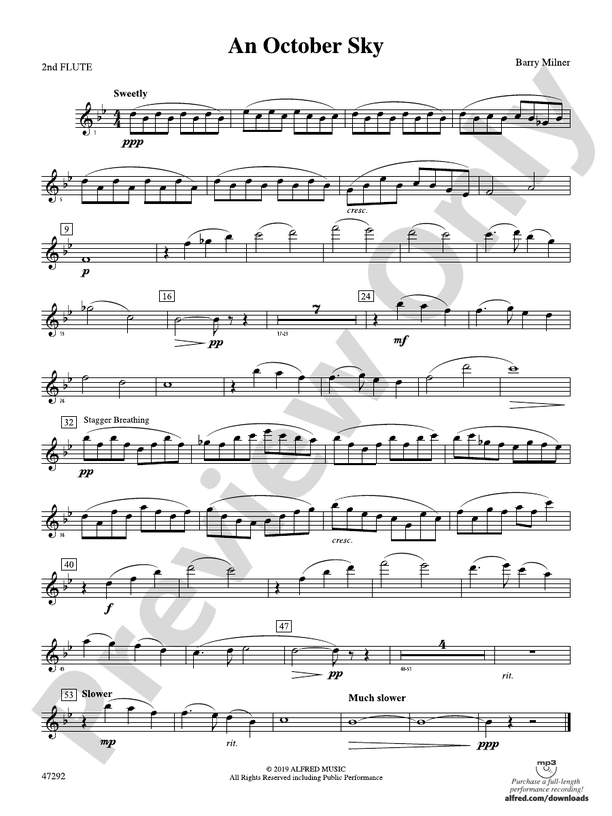 An October Sky: 2nd Flute: 2nd Flute Part - Digital Sheet Music Download