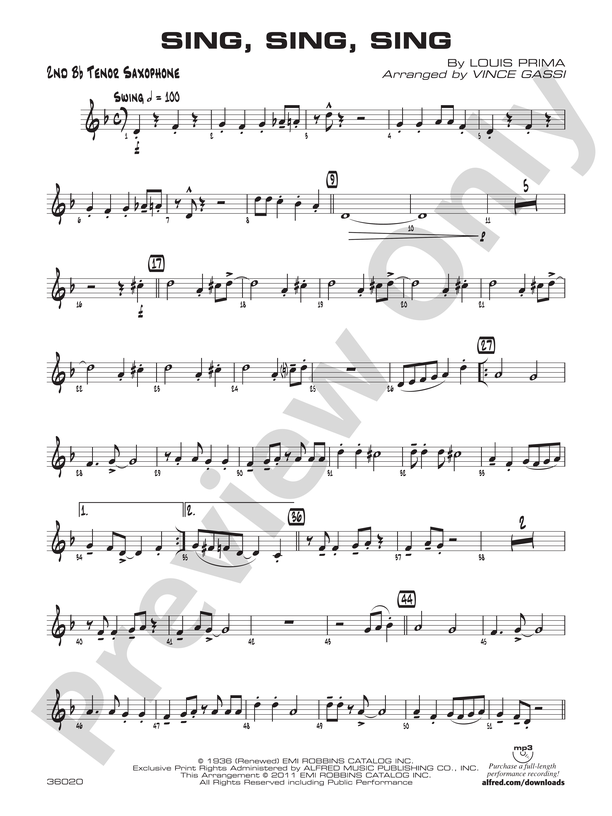 Sing, Sing, Sing: 2nd B-flat Tenor Saxophone