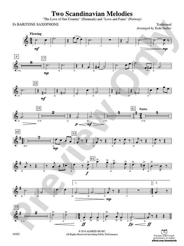 Two Scandinavian Melodies: E-flat Baritone Saxophone