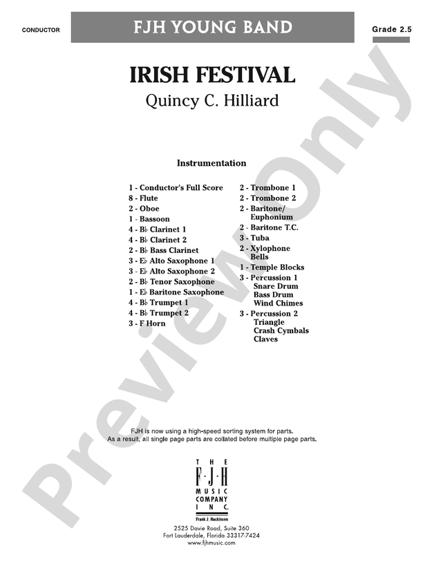 Irish Festival Quincy C. Hilliard Digital Sheet Music Download