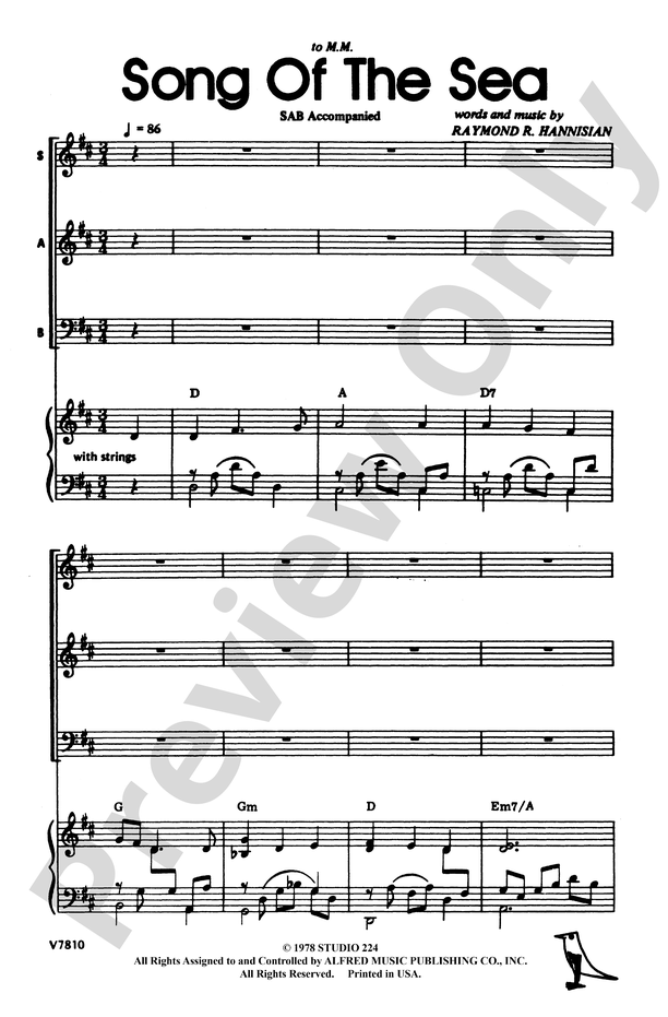 Song of the Sea: SAB Choral Octavo - Digital Sheet Music Download