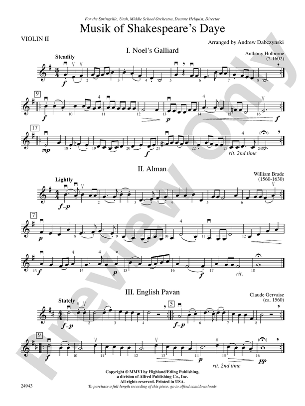 Musik of Shakespeare's Daye: 2nd Violin