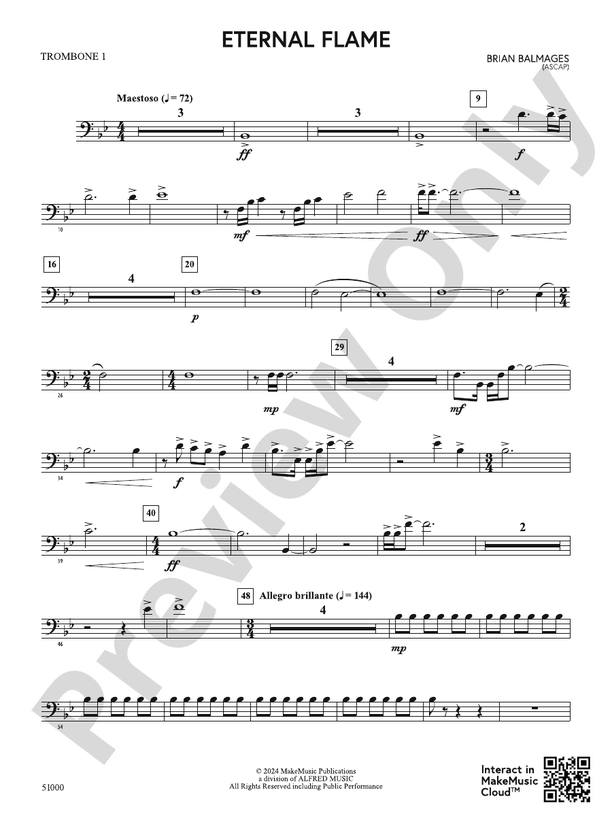 Eternal Flame: 1st Trombone: 1st Trombone Part - Digital Sheet Music ...