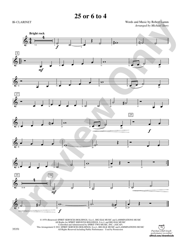 25 or 6 to 4: 1st B-flat Clarinet: 1st B-flat Clarinet Part