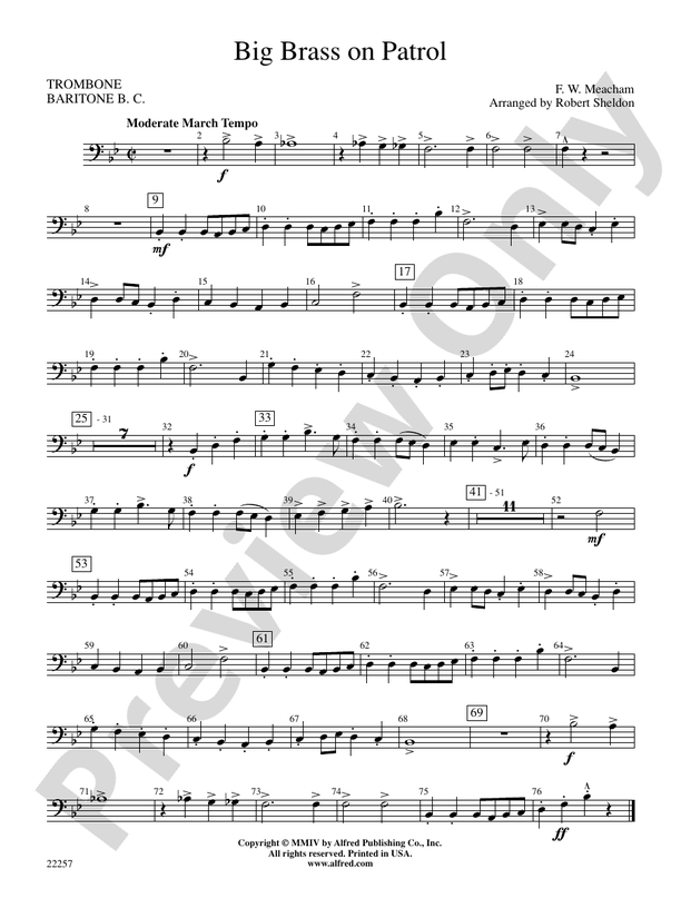 Big Brass on Patrol 1st Trombone 1st Trombone Part Digital Sheet