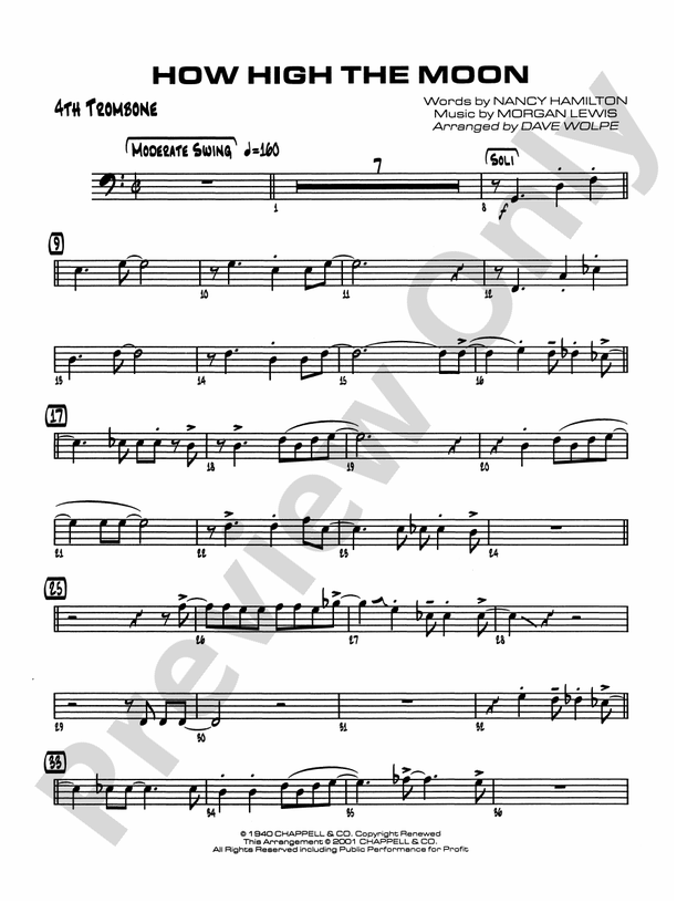 How High the Moon: 4th Trombone