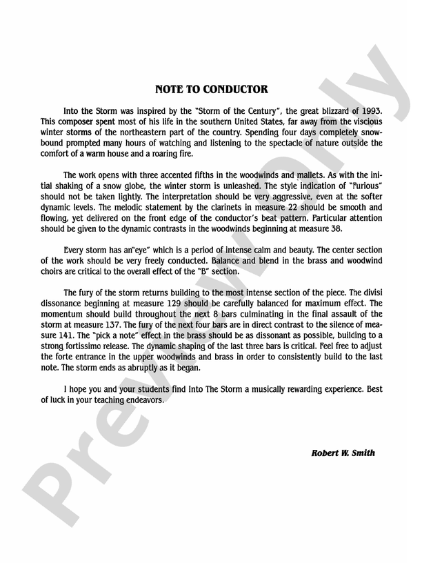 Into the Storm Concert Band Conductor Score & Parts Robert W. Smith Digital Sheet Music Download