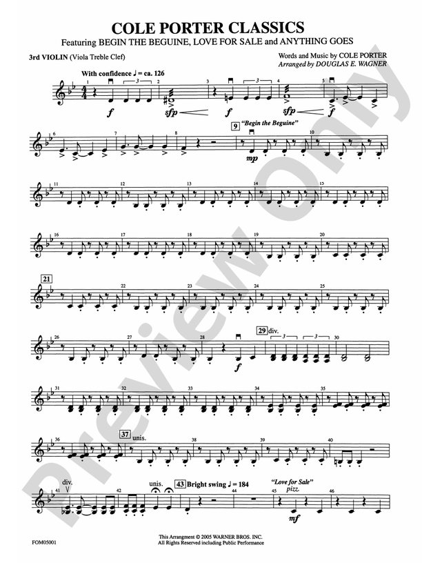 Cole Porter Classics: 3rd Violin (Viola [TC])