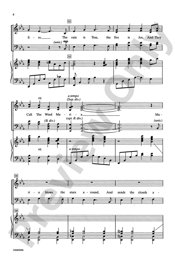 Lyrics They Call The Wind Mariah Harve Presnell They Call the Wind Maria: SATB Choral Octavo: Frederick Loewe - Digital