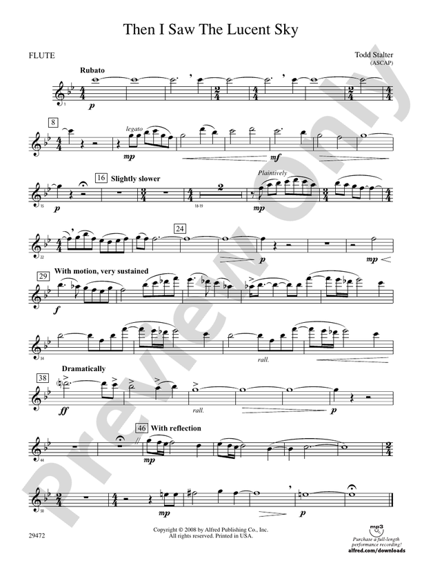 Then I Saw the Lucent Sky: Flute: Flute Part - Digital Sheet Music Download