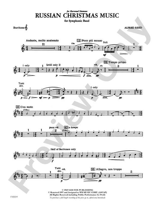 Russian Christmas Music Baritone T.C. Baritone T.C. Part Digital