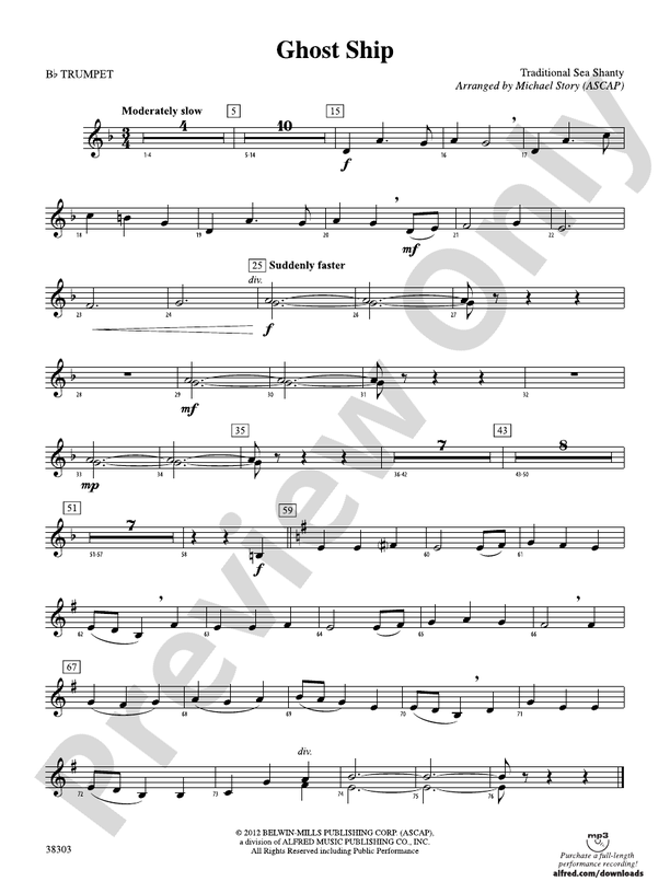 Ghost Ship 1st Bflat Trumpet 1st Bflat Trumpet Part Digital Sheet