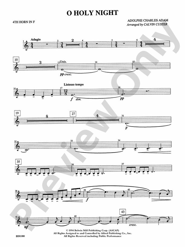 O Holy Night: 4th F Horn