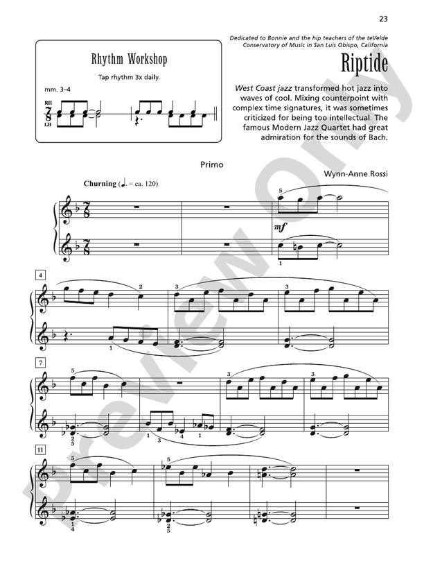 Riptide - Piano Duet (1 Piano, 4 Hands)