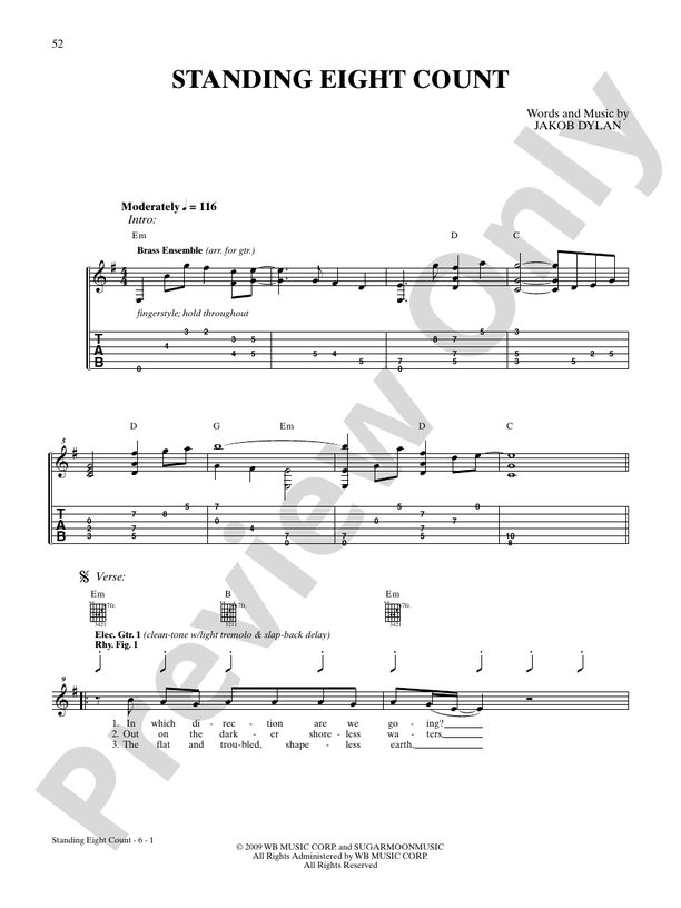 Standing Eight Count Guitar Jakob Dylan Digital Sheet Music Download