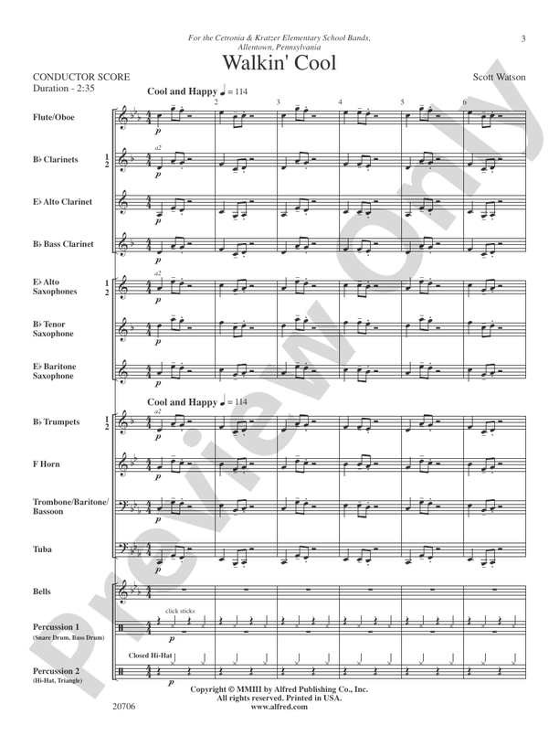 Walkin' Cool: Score: Concert Band Score - Digital Sheet Music Download