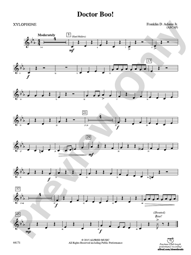 Doctor Boo! Xylophone Xylophone Part Digital Sheet Music Download
