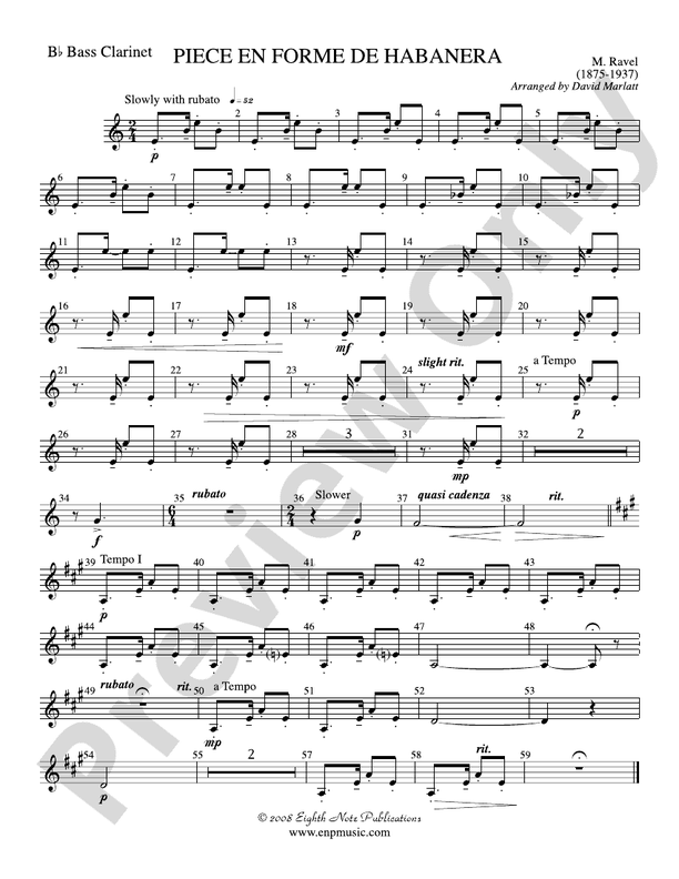 Piece En Forme De Habanera (Soloist And Concert Band): B-flat Bass ...