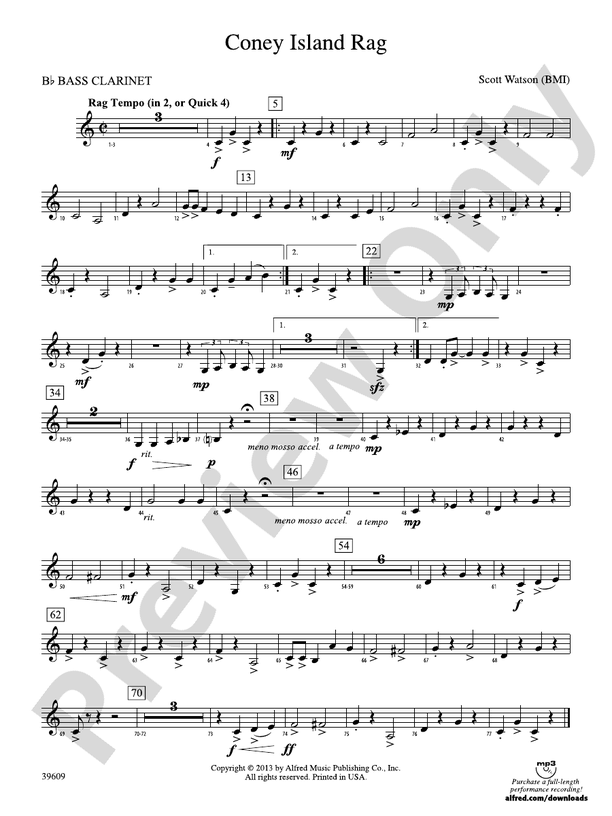 Coney Island Rag Bflat Bass Bflat Bass Part