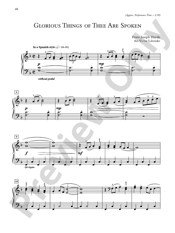 Glorious Things of Thee Are Spoken - Piano Solo