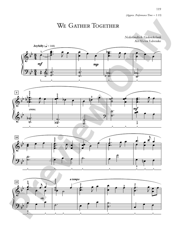 We Gather Together - Piano Solo