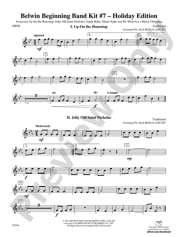 Belwin Beginning Band Kit 7 Holiday Edition Oboe Oboe Part